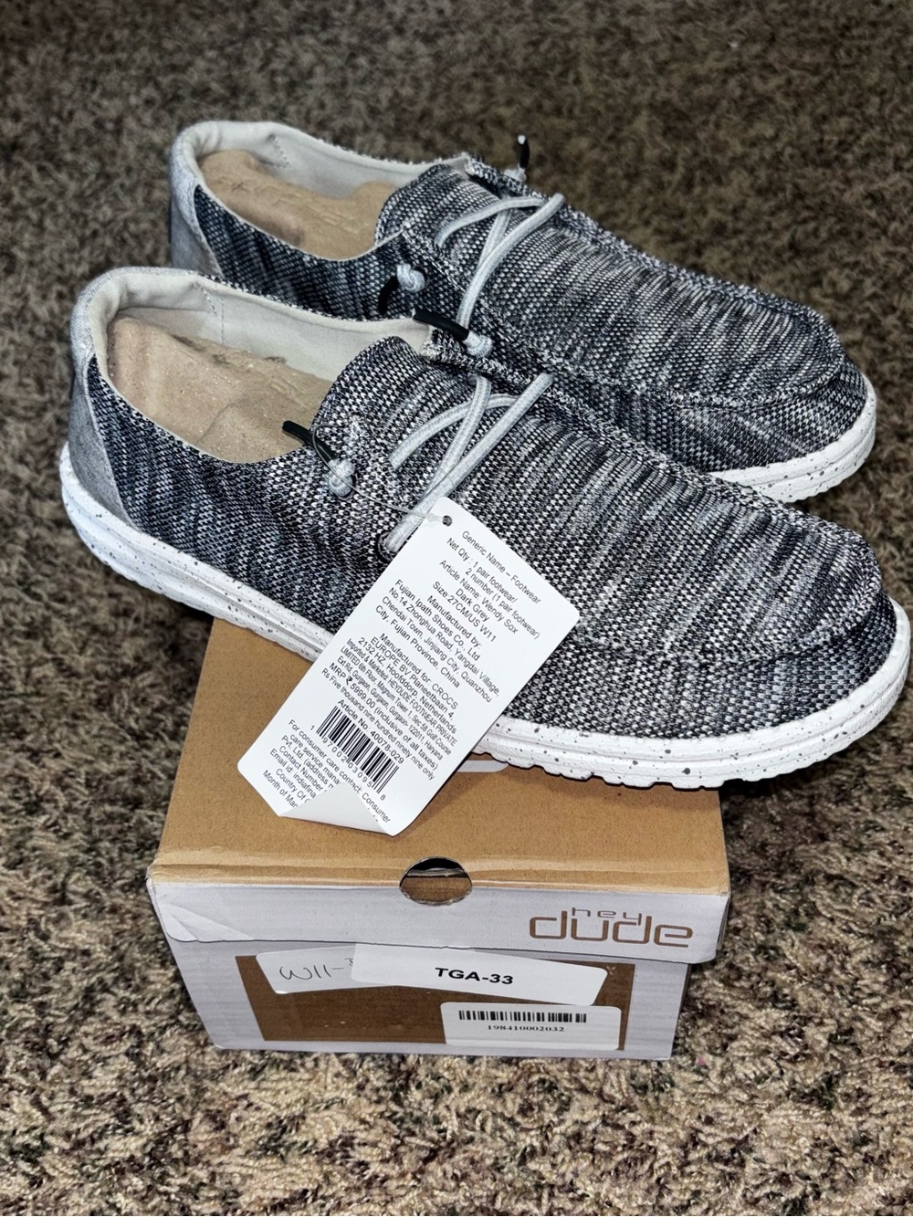 NIB Hey Dude Wendy Sox Dark Gray Women’s Slip On Loafers Shoes Size 11 NEW